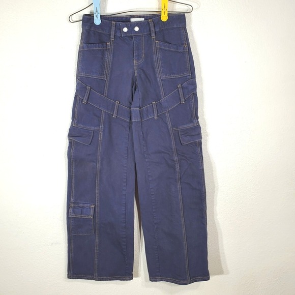 PacSun Denim - PacSun Low Rise Baggy Cargo Pants Size 22 Dark Blue Wide Leg 27x30